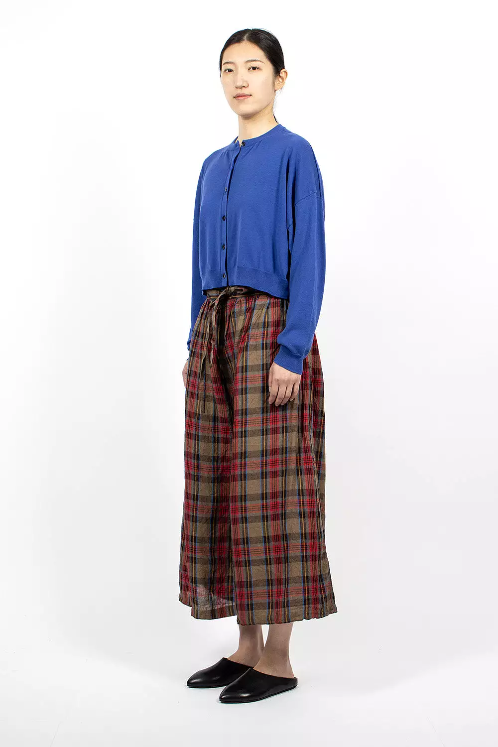 Linen Tartan Pants Mocha