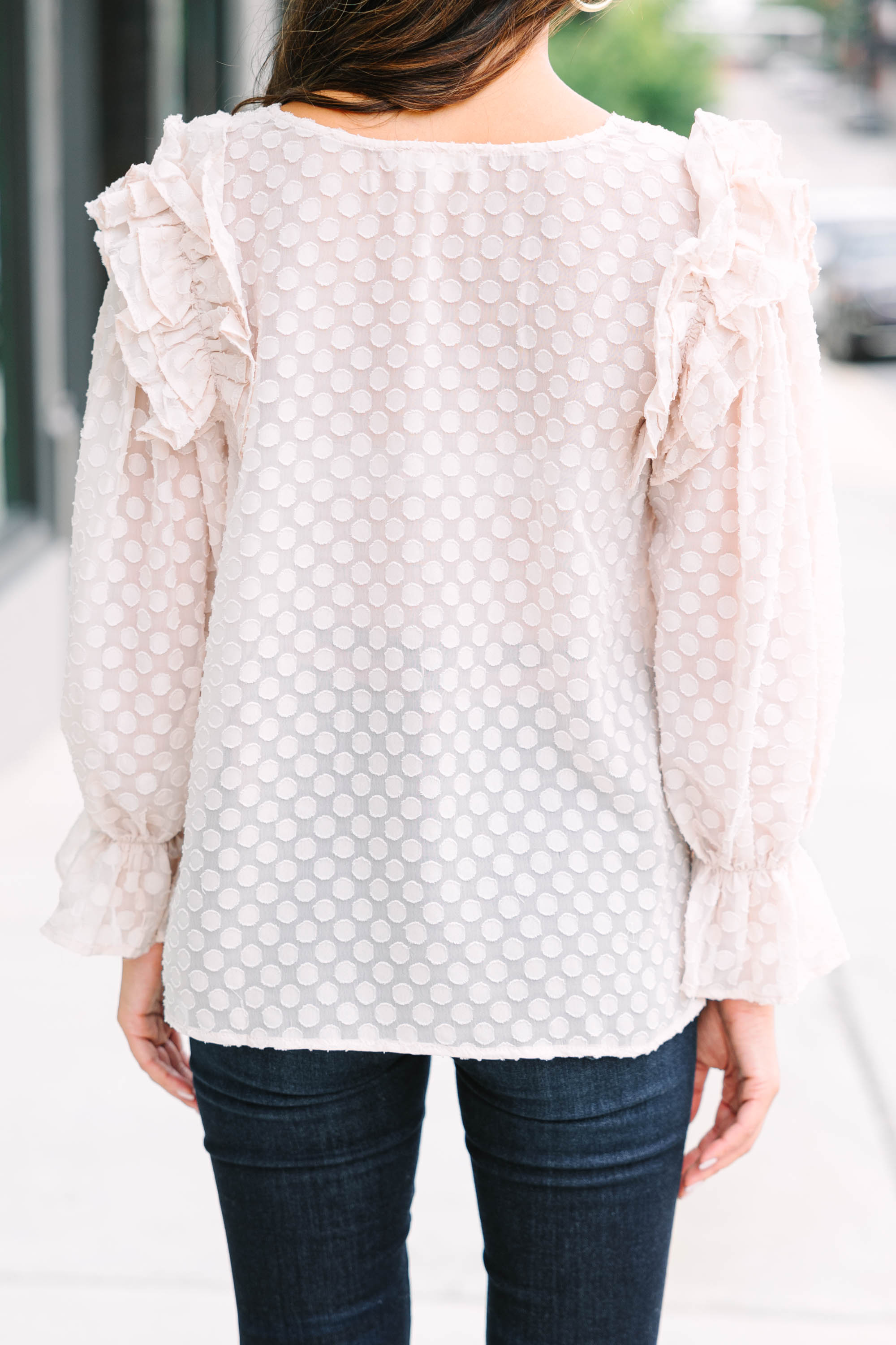 Living On Love Cream White Ruffled Blouse