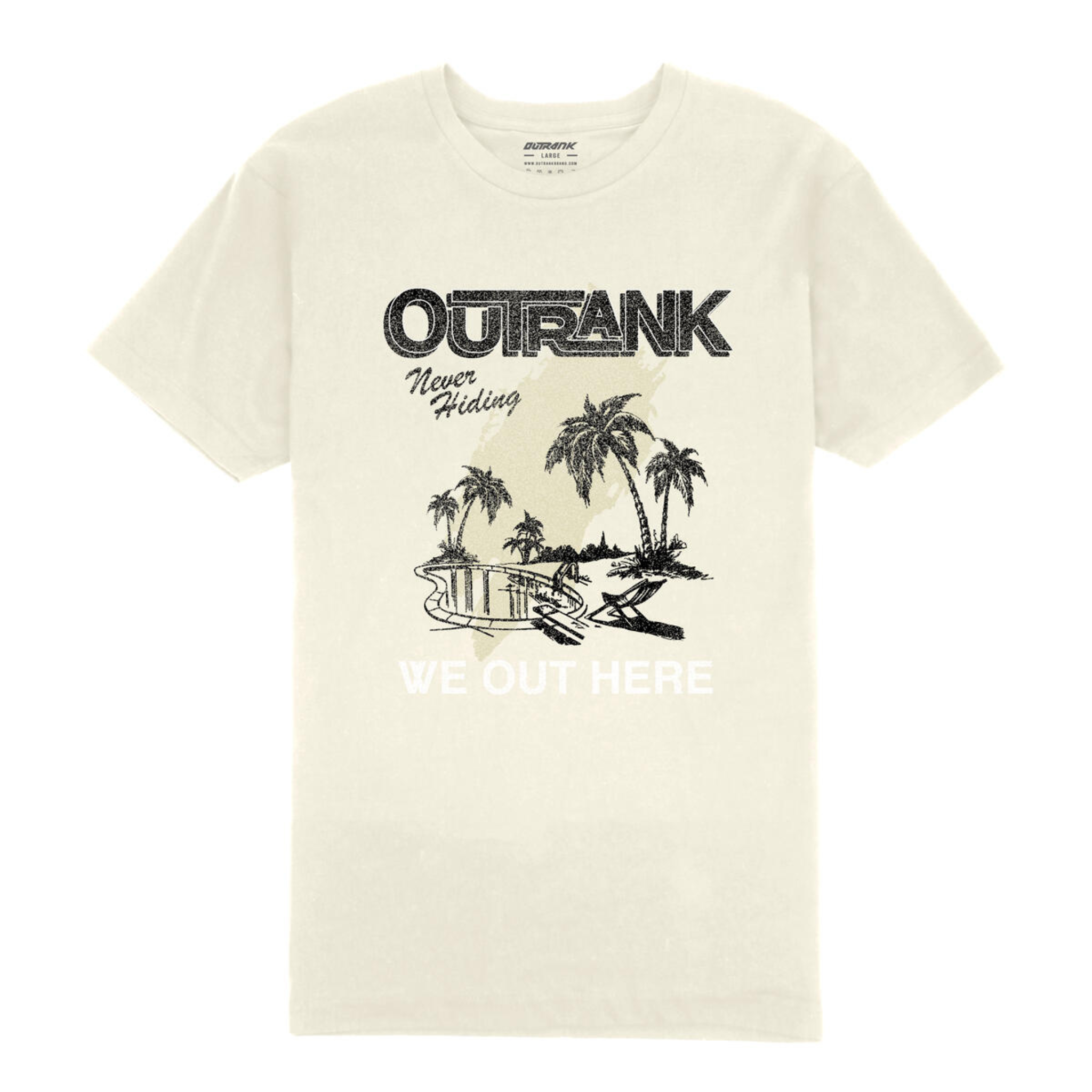 Mens Outrank Never Hiding T-Shirt (Vintage White)