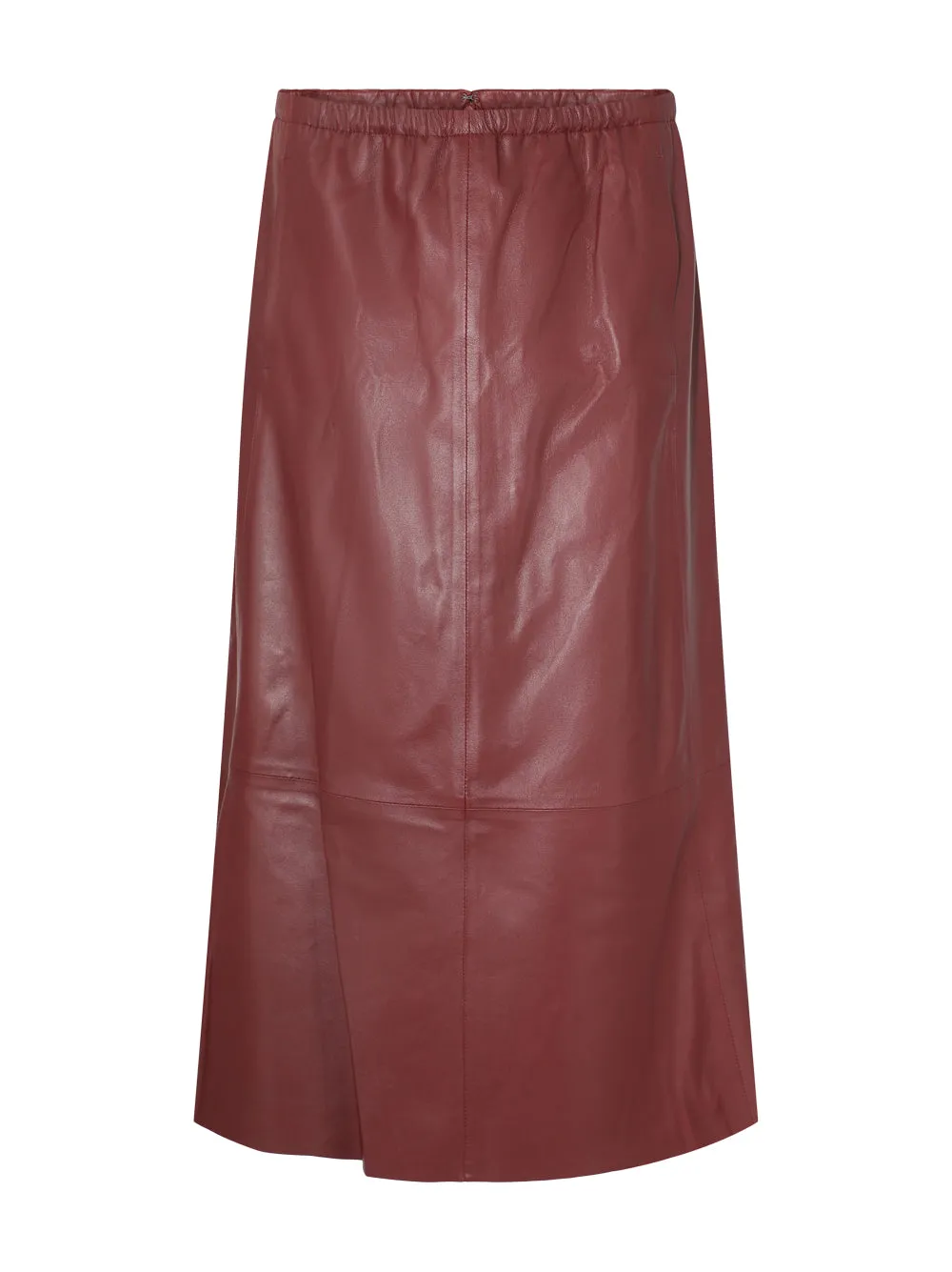 Mid Rise Leather Gathered Skirt