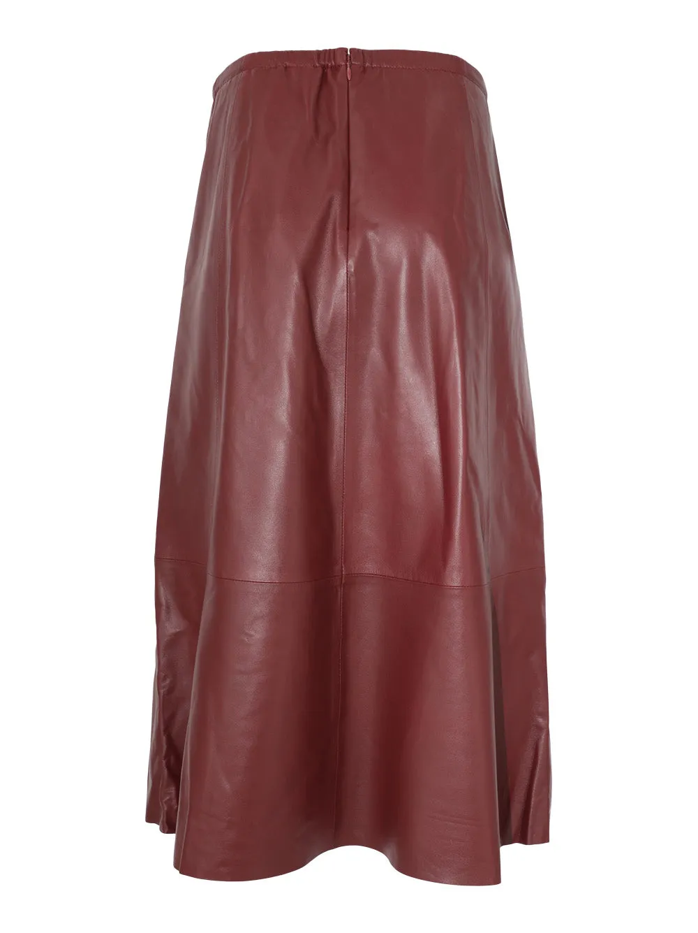 Mid Rise Leather Gathered Skirt