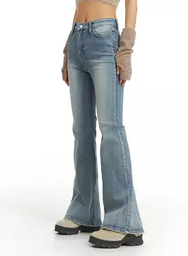 Mid Rise Solid Flared Jeans CJ429