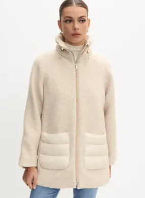 Mixed Puffer Wool-Blend Coat