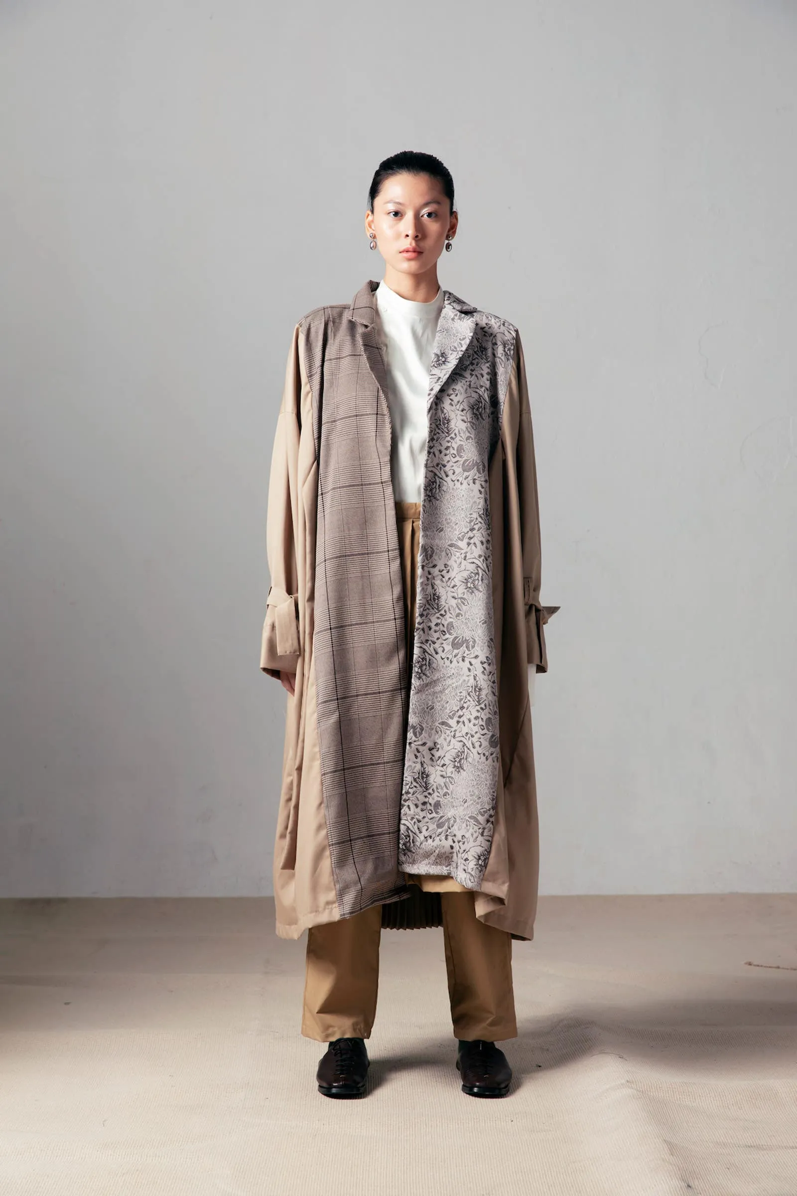 Multicolor Wony Oversized Pleated Coat 