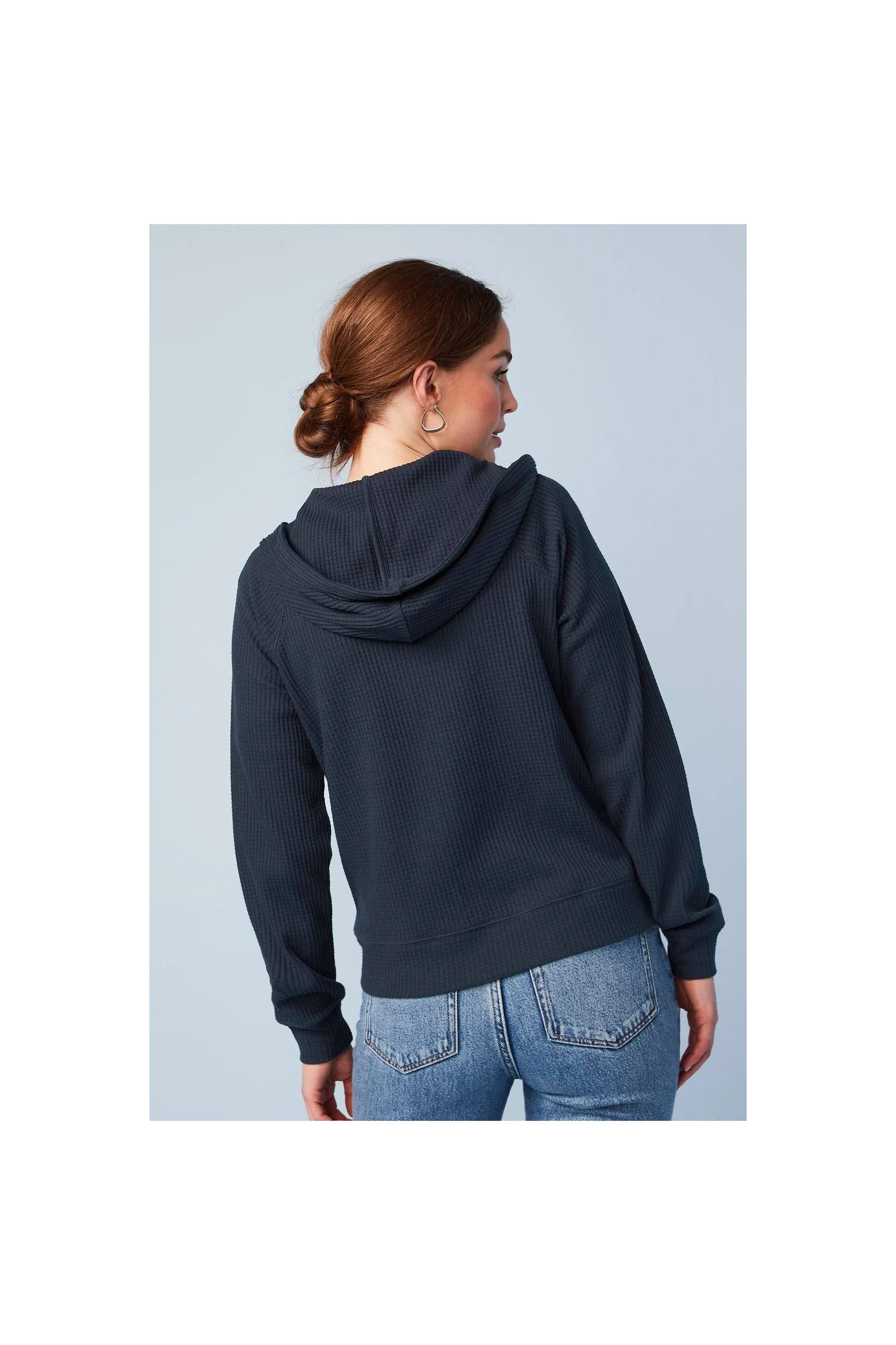 NEXT Waffle Zip Through Hoodie Navy Women Hoodies