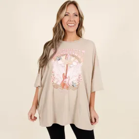 Night In Nashville Boyfriend Tee, Light Mocha