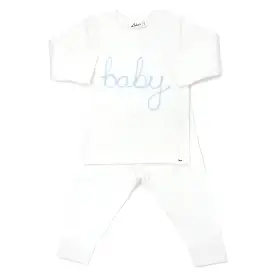 oh baby! Two Piece Set baby in Sky Blue Yarn - Cream