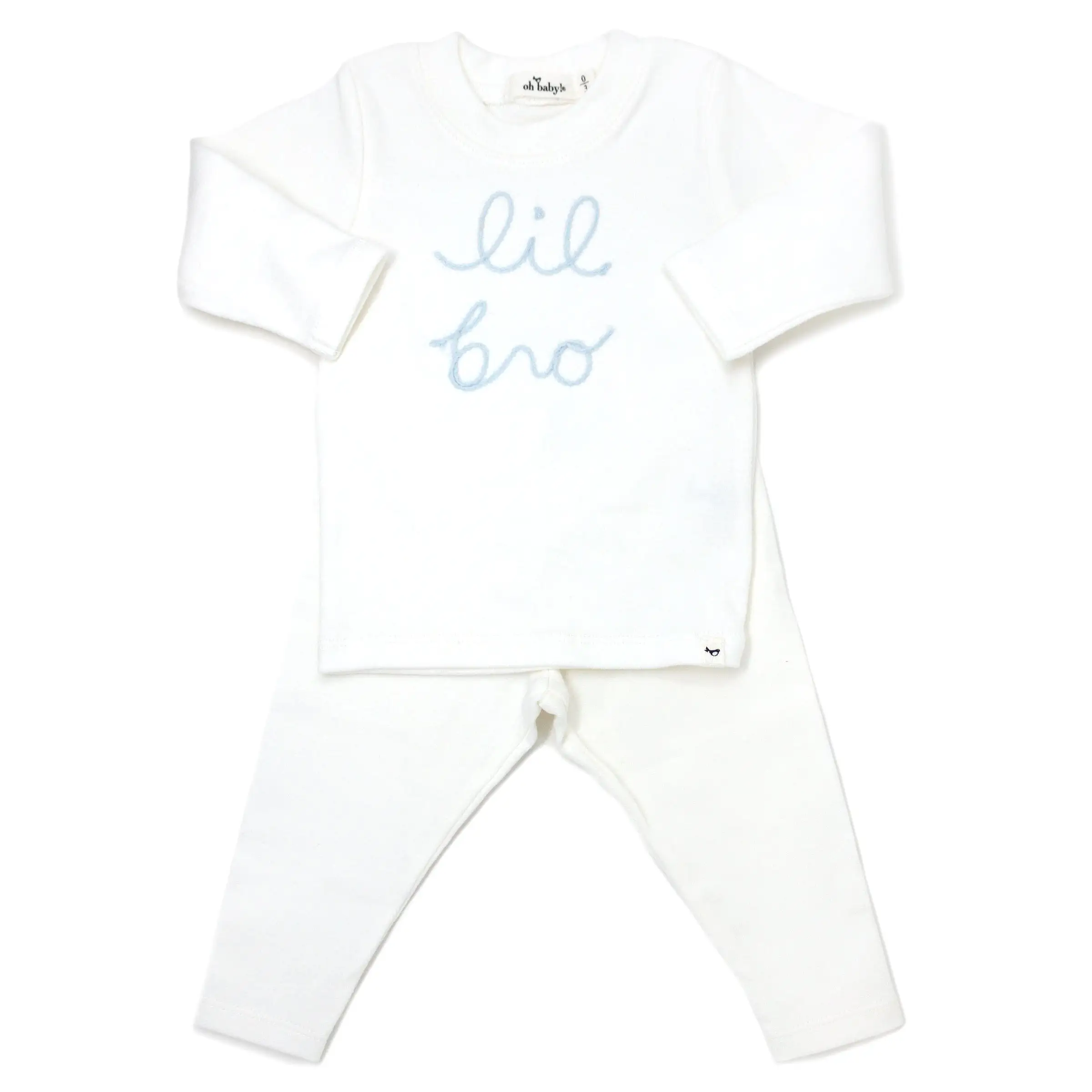 oh baby! Two Piece Set lil bro in Sky Blue Yarn - Cream