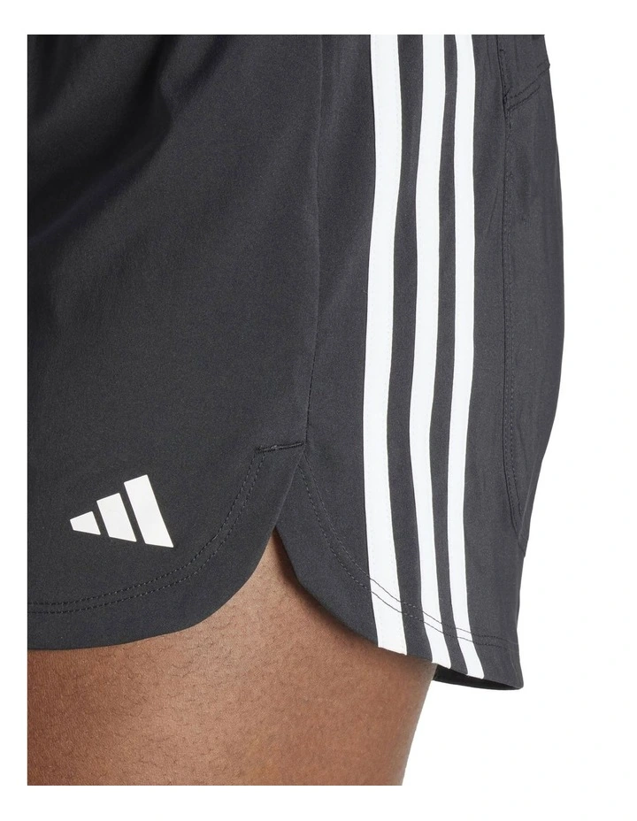 Pacer Training 3-Stripes Woven High-Rise Shorts in Black/White