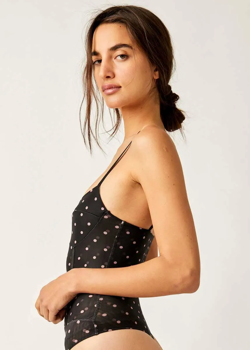 Printed Night Rhythm Bodysuit - Black Dot Combo