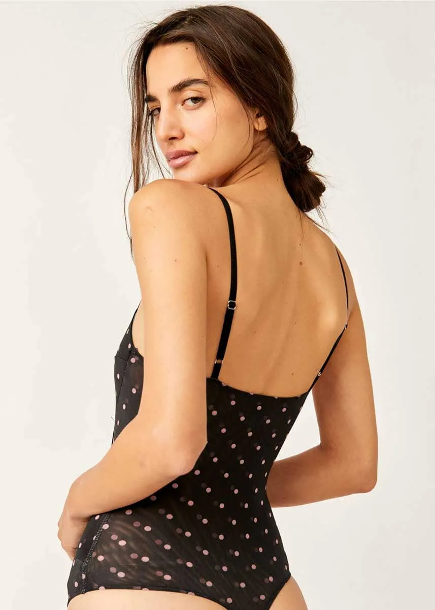 Printed Night Rhythm Bodysuit - Black Dot Combo