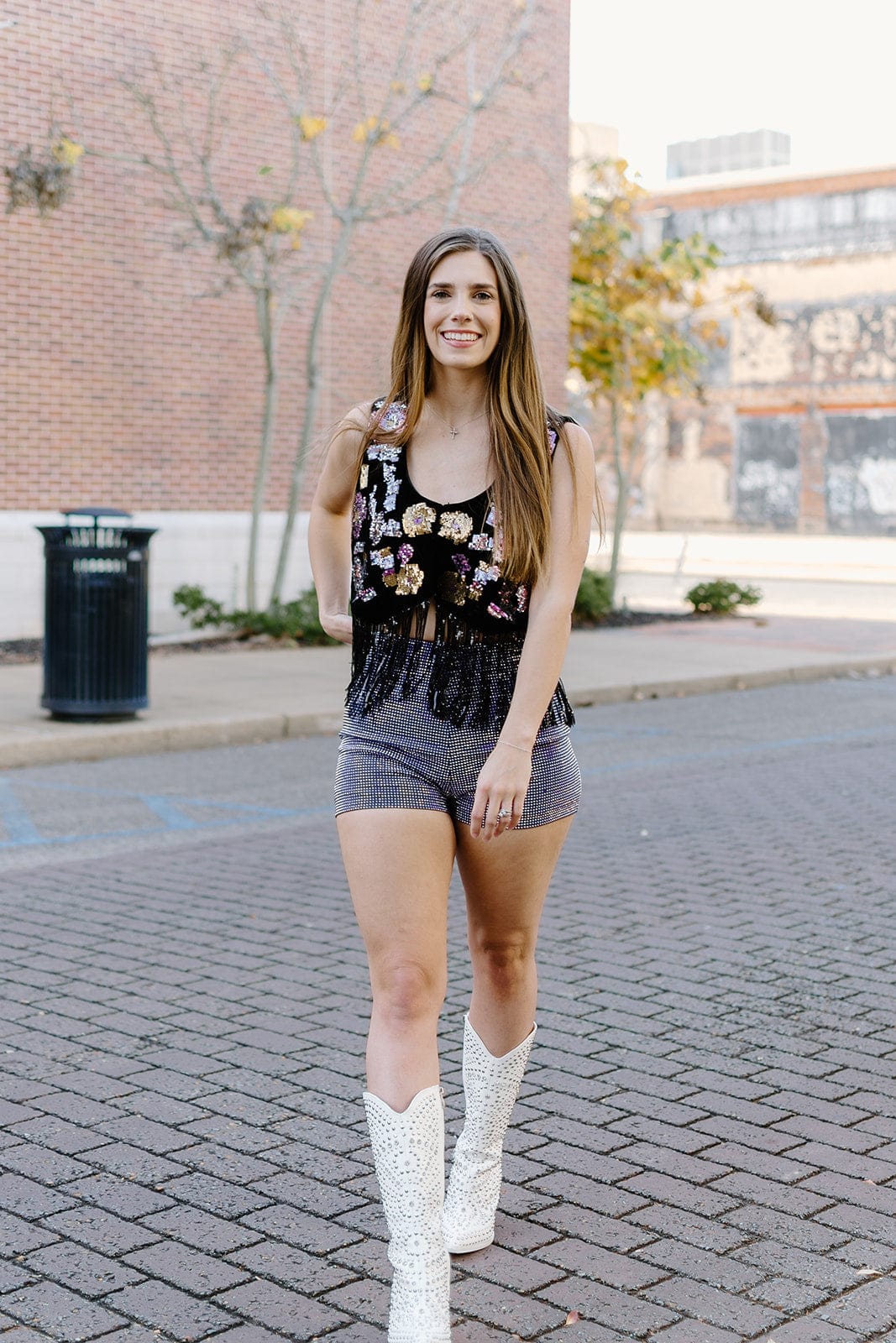 Purple Rhinestone Shorts