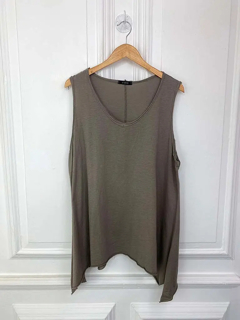 Raw Edge Jersey Swing Top - Mocha