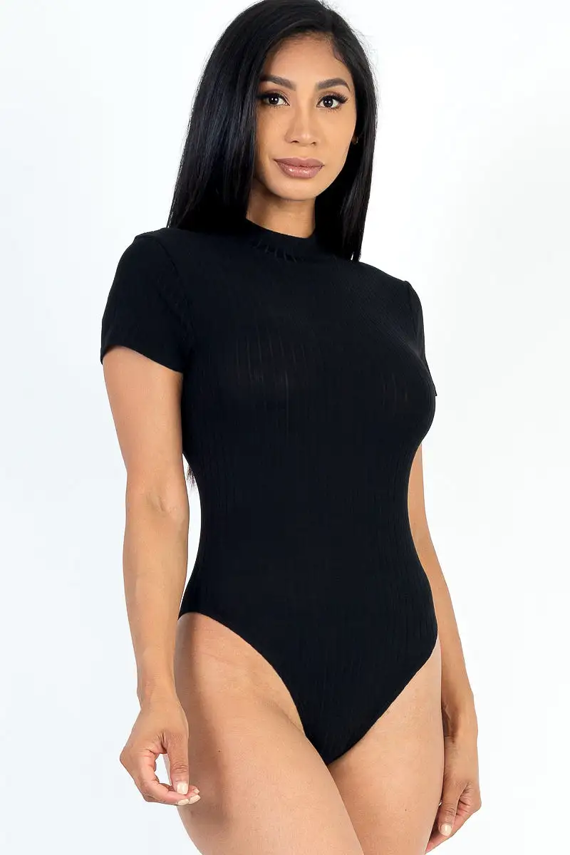 Ribbed Short Sleeve Bodysuit