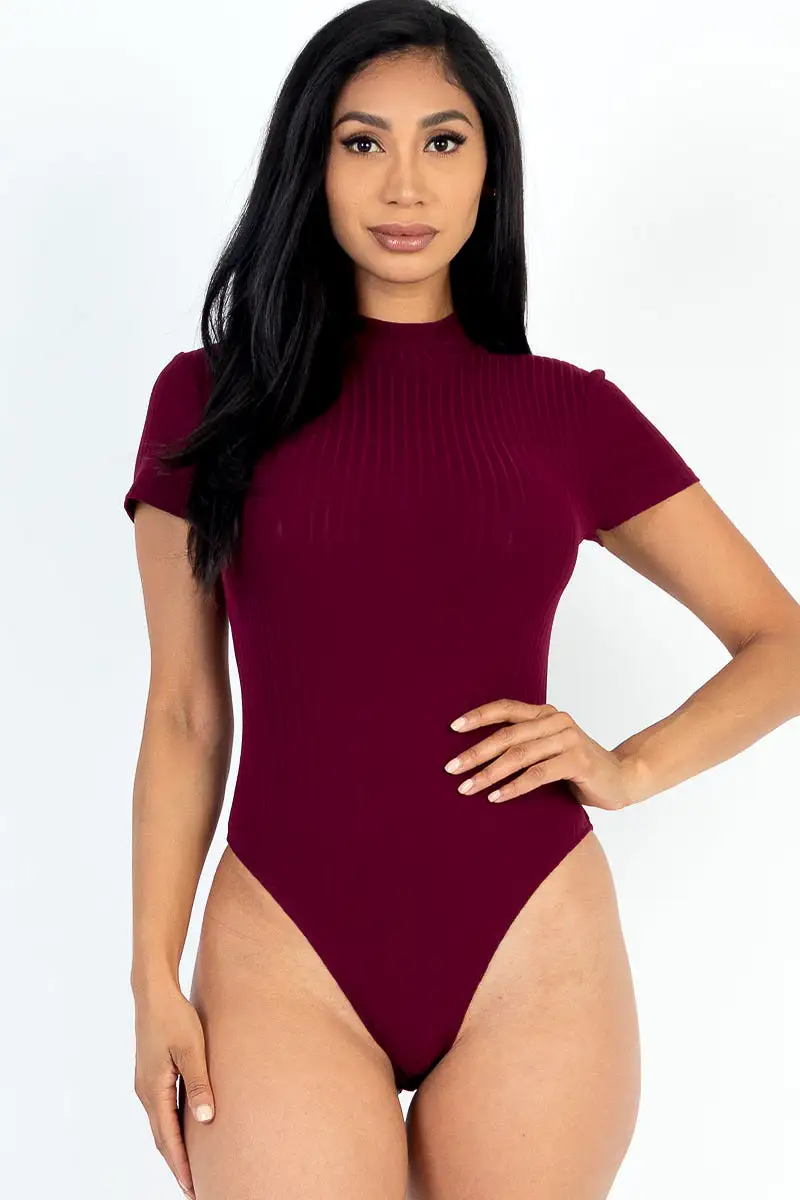 Ribbed Short Sleeve Bodysuit