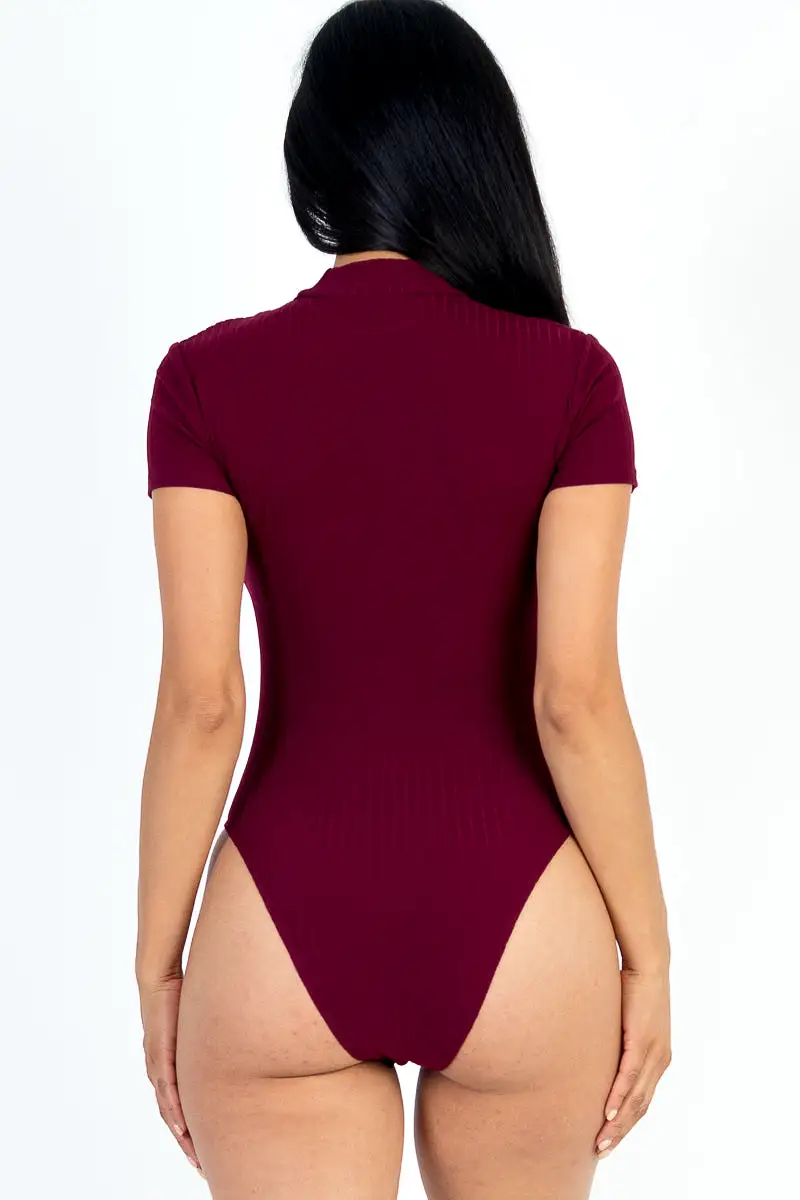 Ribbed Short Sleeve Bodysuit