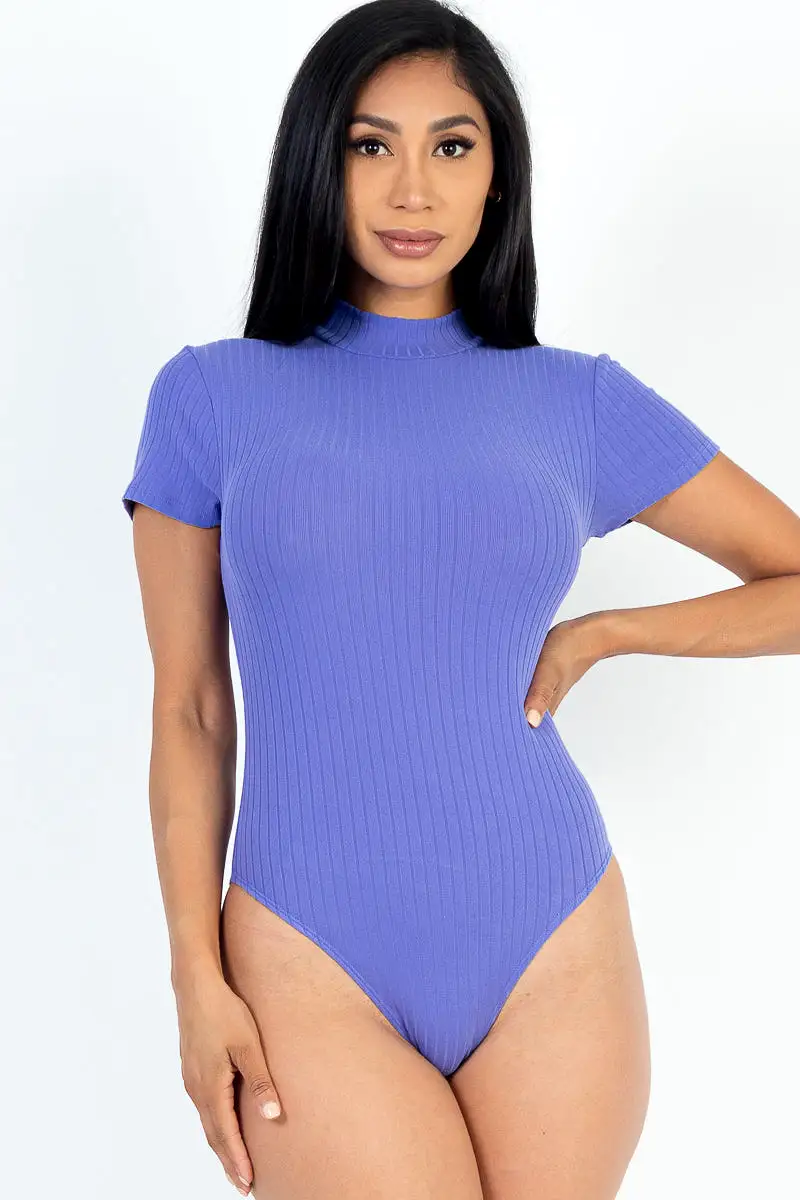 Ribbed Short Sleeve Bodysuit