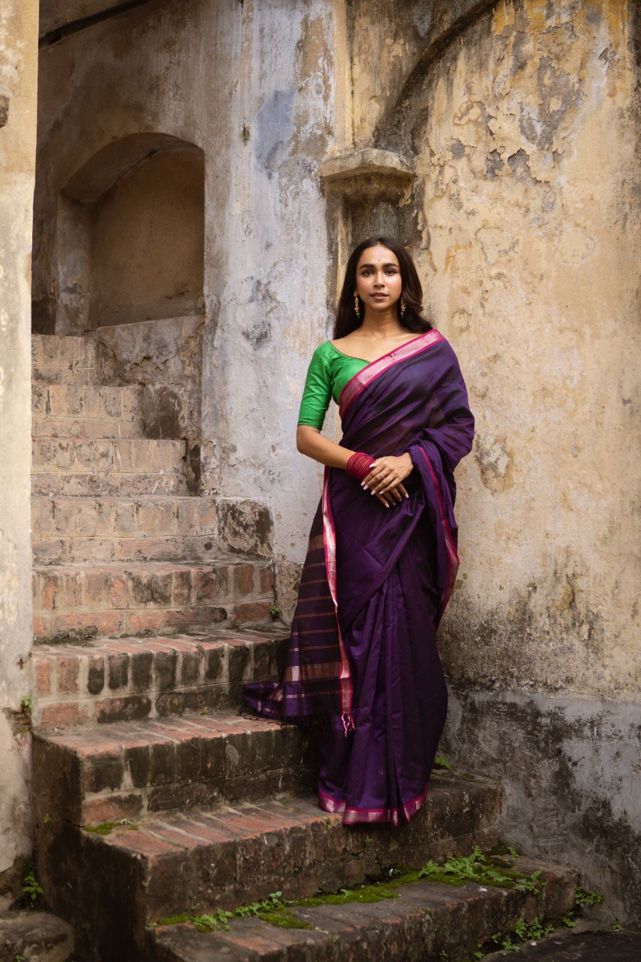 Seher - Green purple Maheshwari Saree