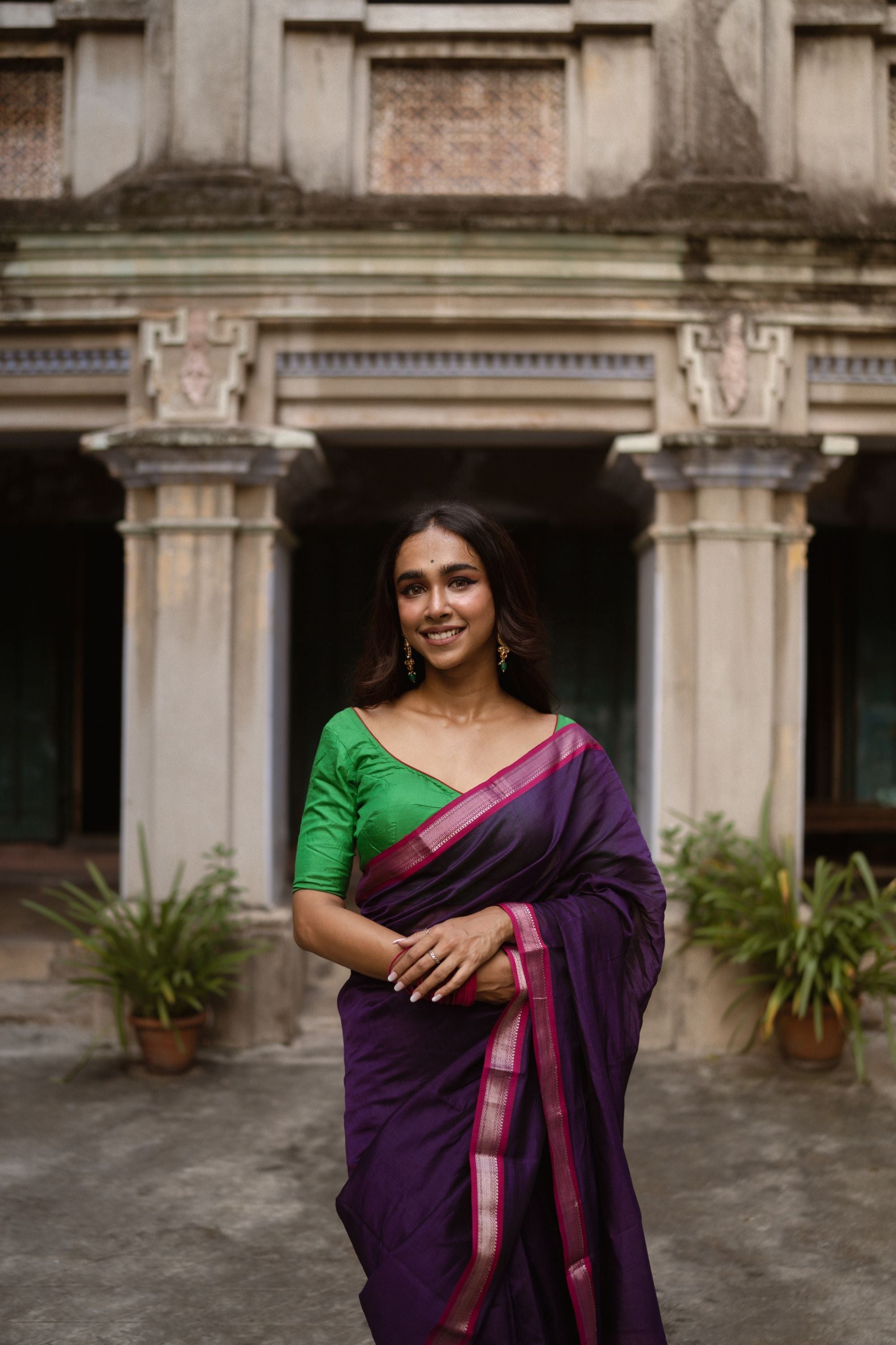 Seher - Green purple Maheshwari Saree