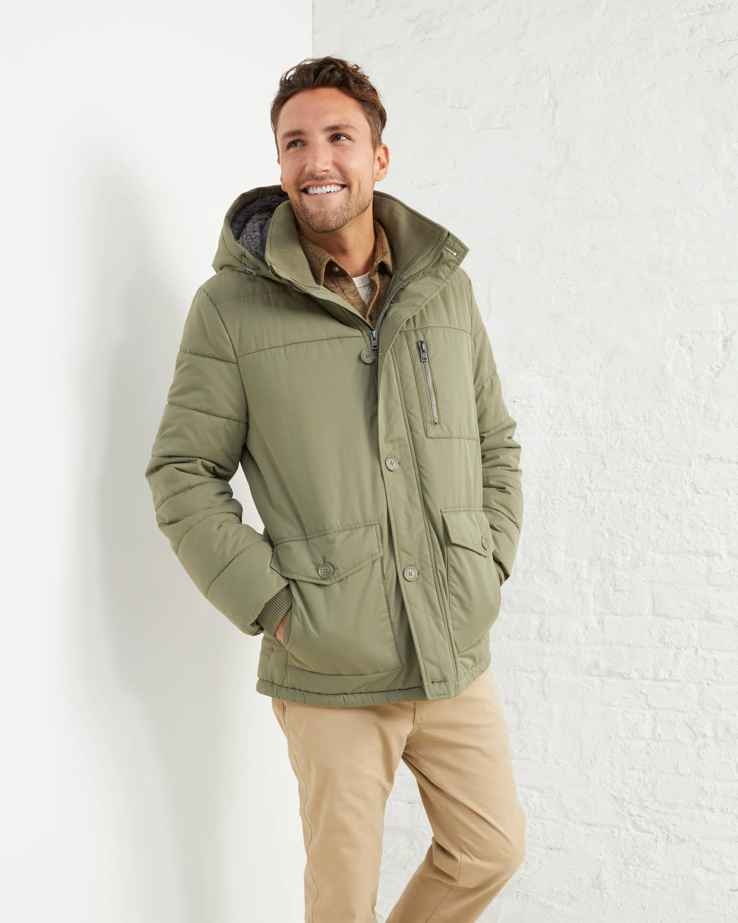 Sherpa-Lined Puffer Coat