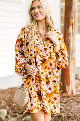 Show You Off Mocha Brown Floral Babydoll Dress