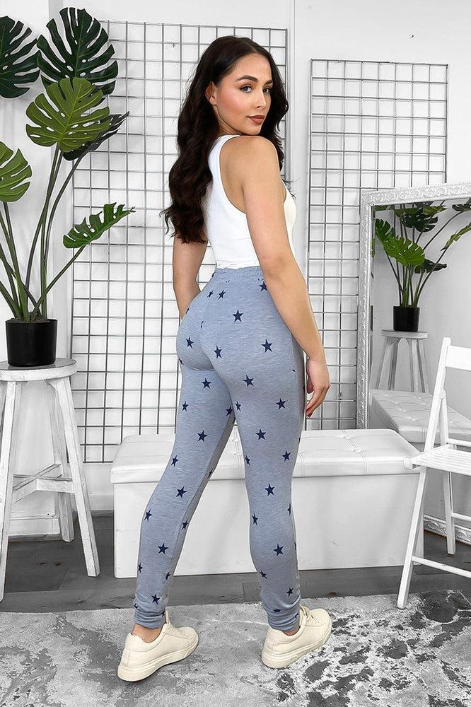 Sky Navy Star Print Elastic Waist Joggers