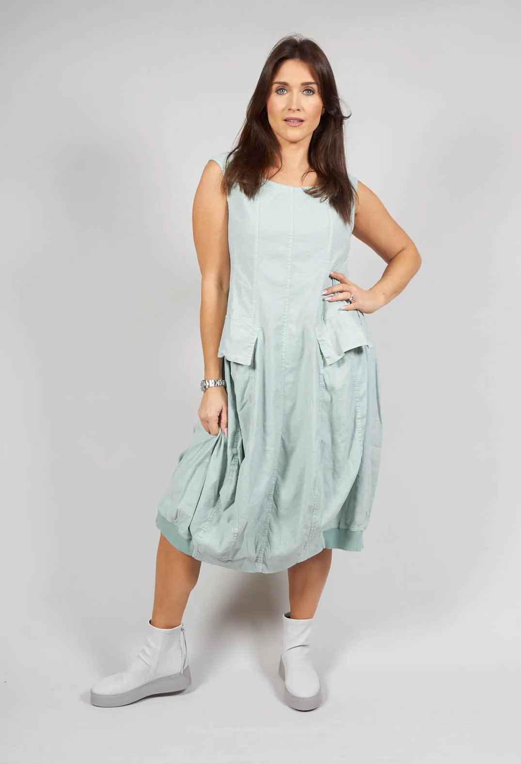 Sleeveless Utility Dress in Sky