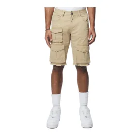 Smoke Rise Mens Twill Multi Cargo Shorts JS24132 Khaki