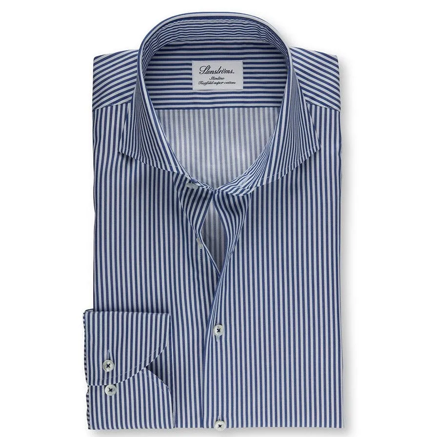 Stenstroms Blue Striped Twill Shirt