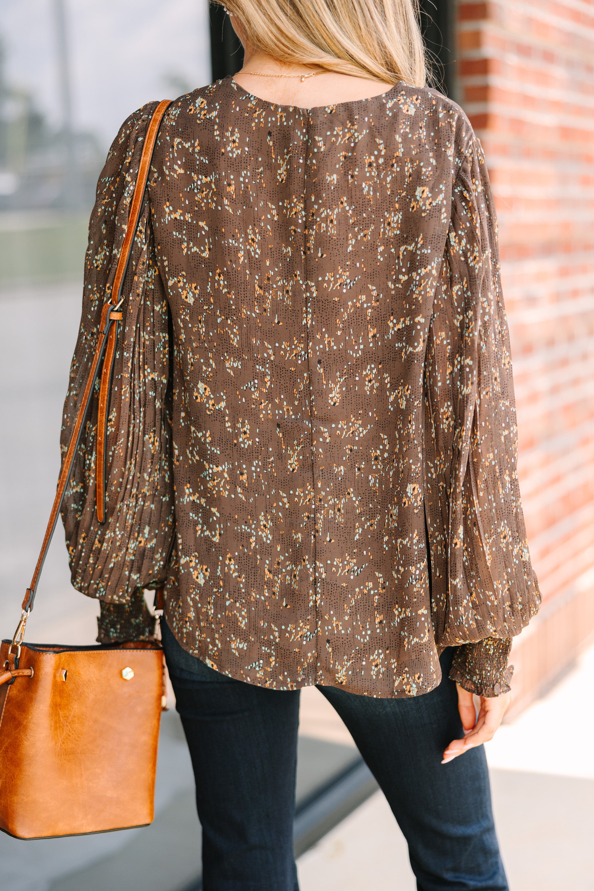 Still In Love Mocha Brown Ditsy Spotted Blouse