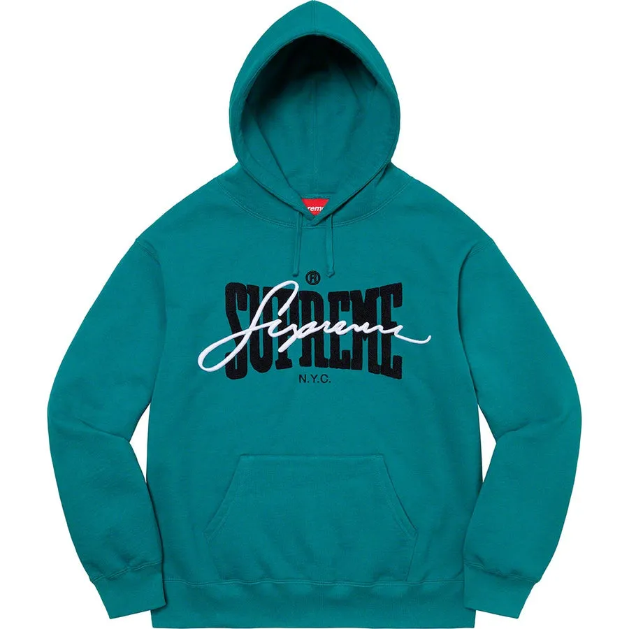 Supreme Embroidered Chenille Hooded Sweatshirt Dark Teal