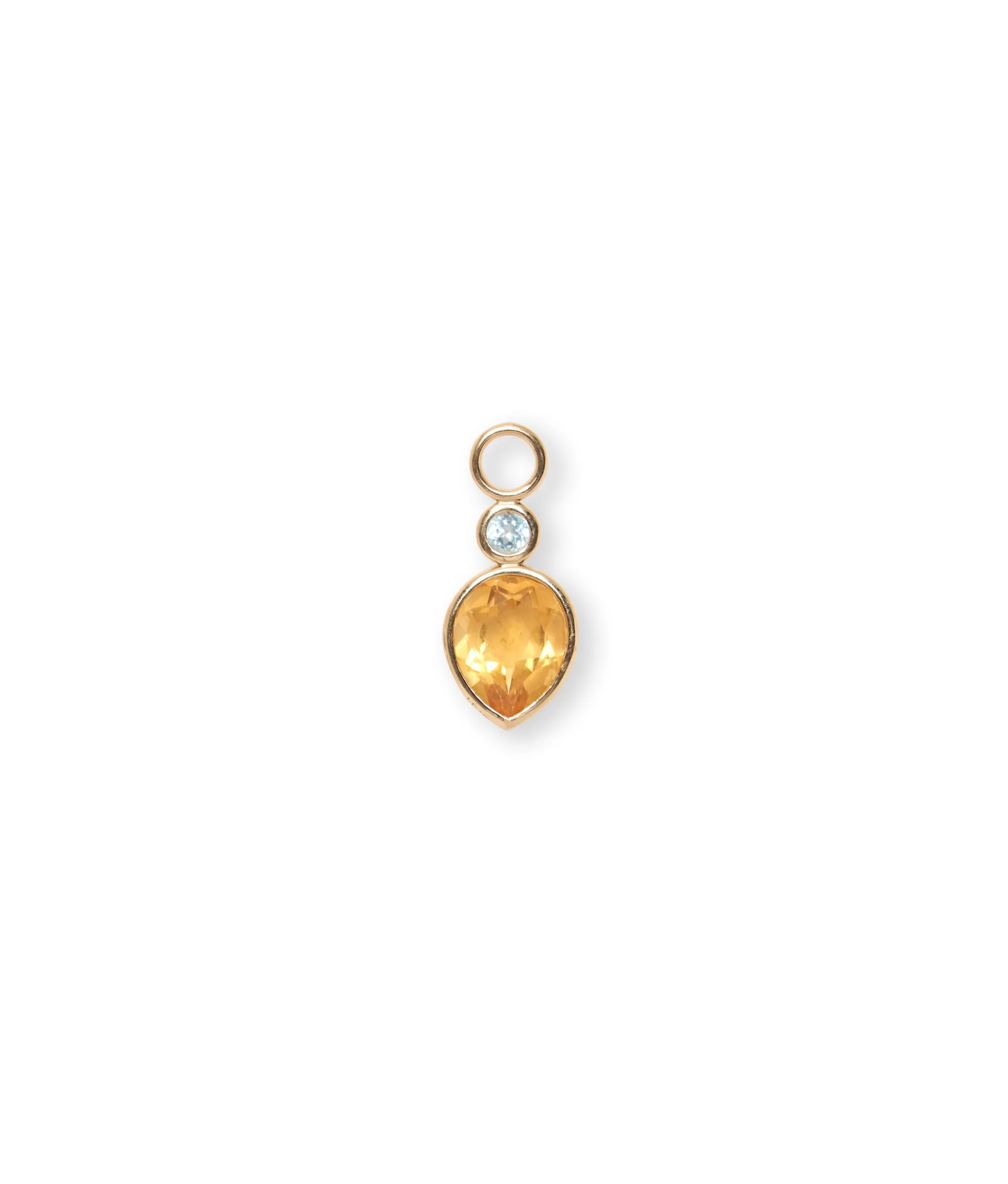 Teardrop 14k Gold Earring Charm in Sky Blue Topaz & Citrine