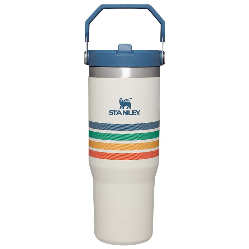 The 30oz IceFlow Flip Straw Tumbler in Cream Stripe