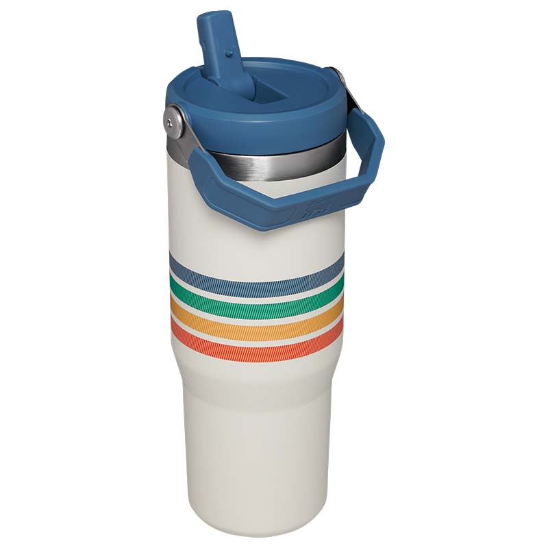 The 30oz IceFlow Flip Straw Tumbler in Cream Stripe