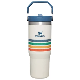 The 30oz IceFlow Flip Straw Tumbler in Cream Stripe