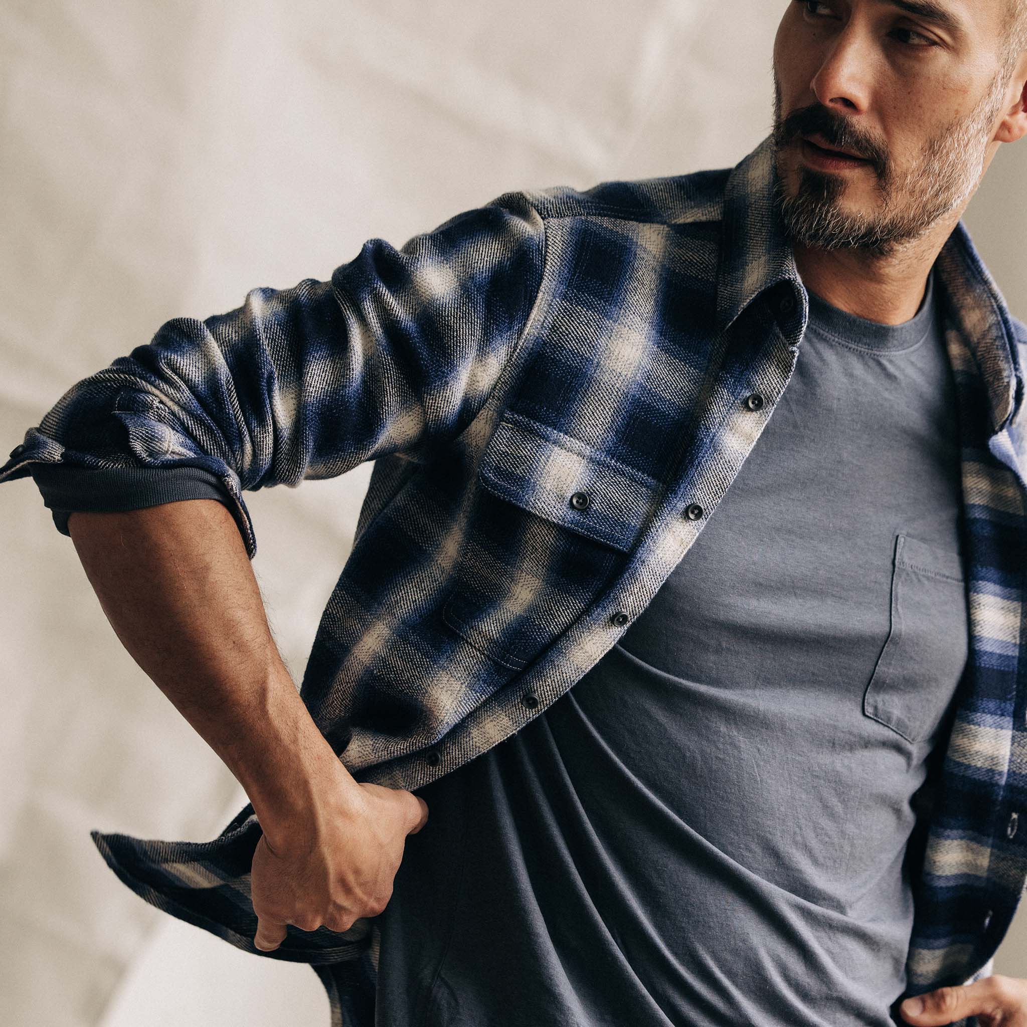 The Ledge Shirt in Blue Sky Plaid