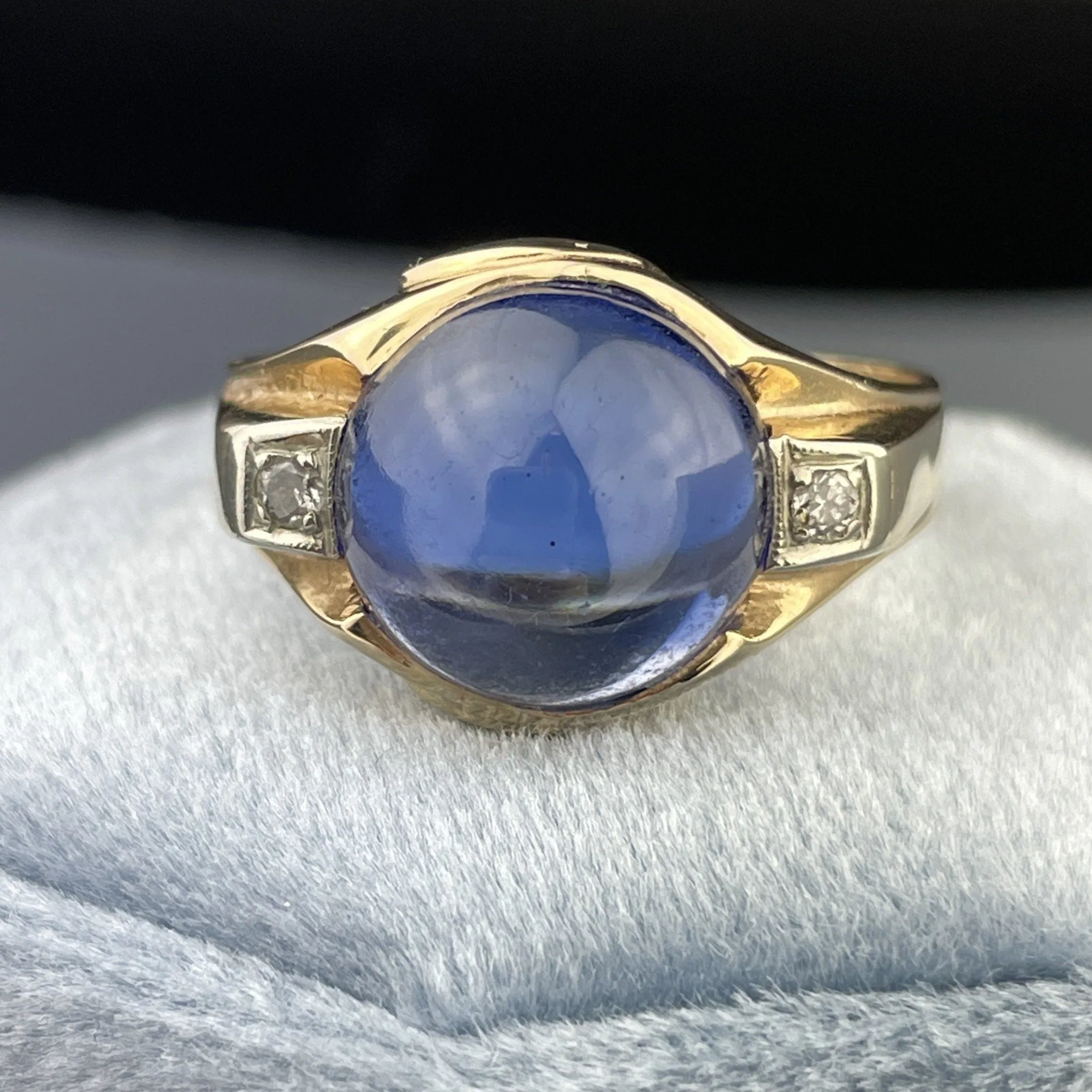 Vintage 14K 10 CTW Sapphire Diamond Mens Ring, Sz 11 1/4