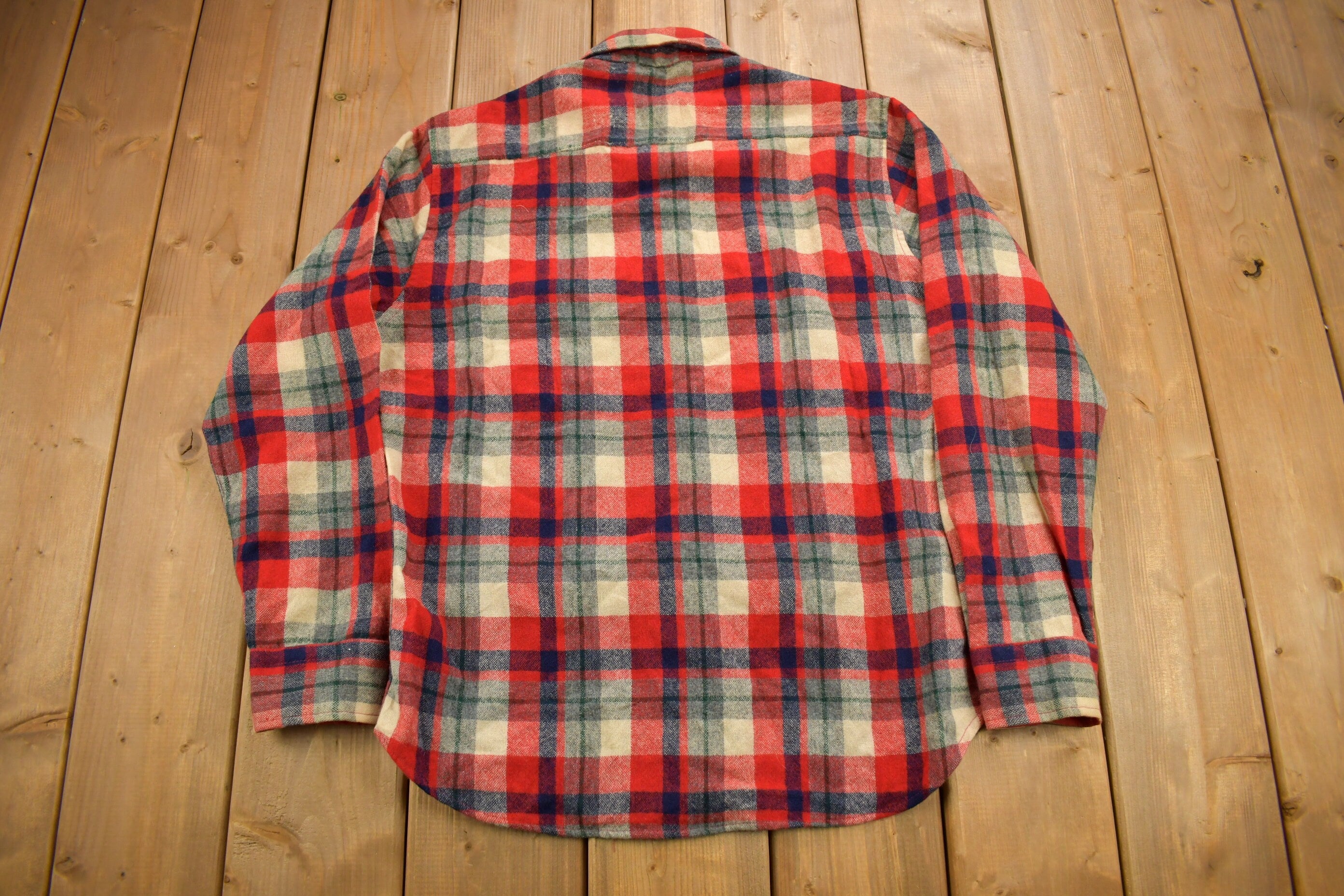 Vintage 1970s Kings Road Sears Mens Store Plaid Button Up Shirt / True Vintage / Vintage Flannel / Vintage Sears