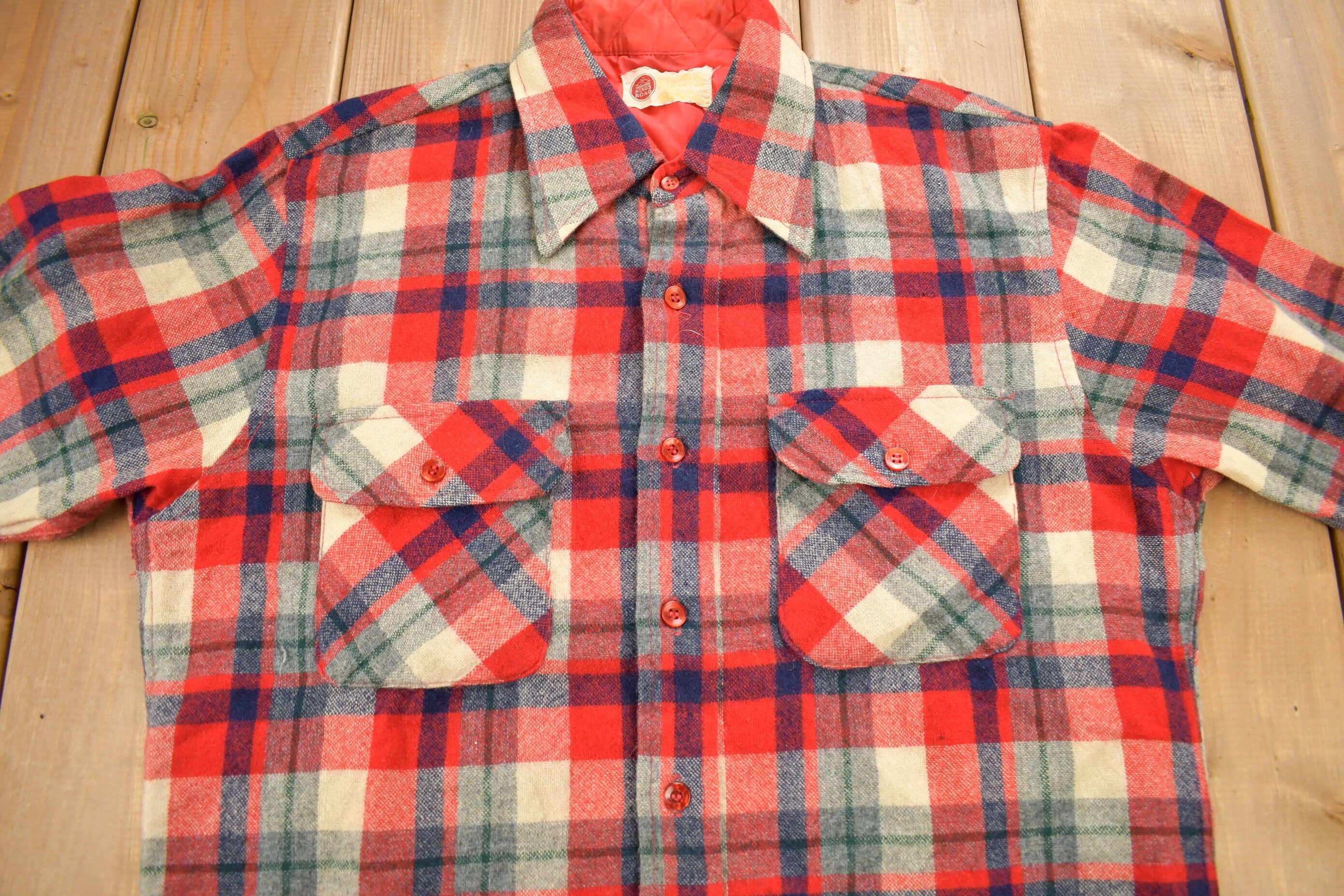 Vintage 1970s Kings Road Sears Mens Store Plaid Button Up Shirt / True Vintage / Vintage Flannel / Vintage Sears