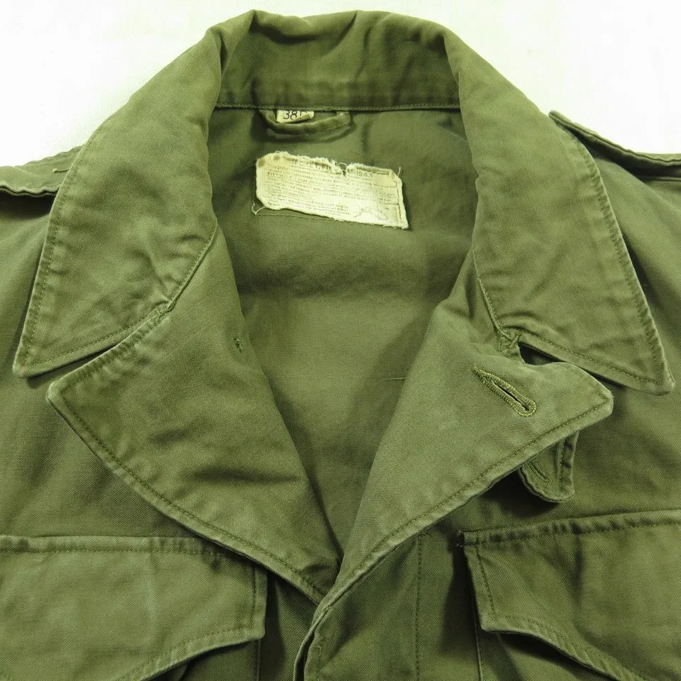 Vintage 40s M-1943 Field Jacket Mens 38 WWII Era USA Military OG-107