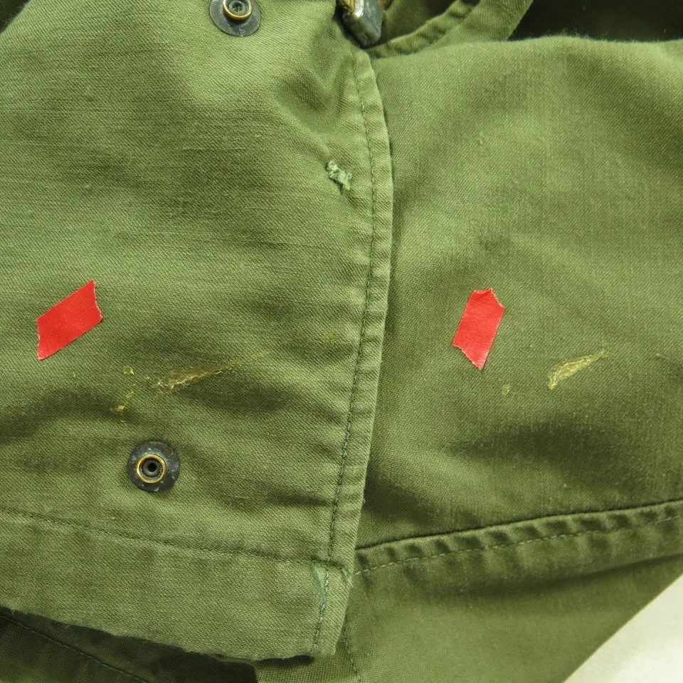 Vintage 60s M-65 Field Jacket Mens M Short Vietnam Military Sateen  OG107 M65