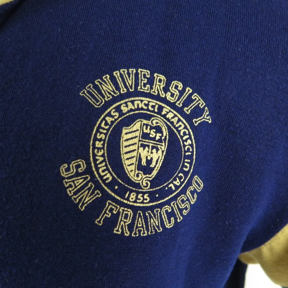 Vintage 60s Track Jacket Mens L San Francisco University Crest Two Tone