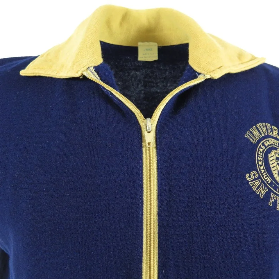 Vintage 60s Track Jacket Mens L San Francisco University Crest Two Tone