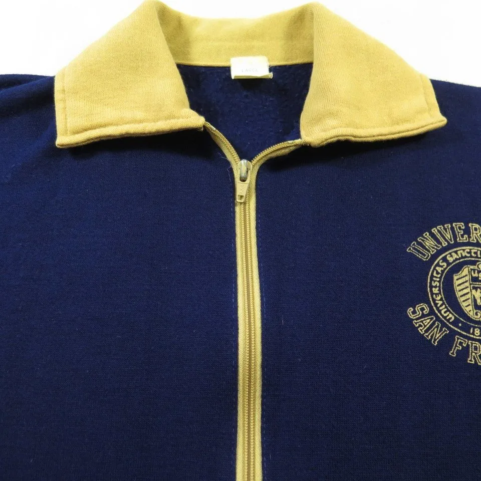 Vintage 60s Track Jacket Mens L San Francisco University Crest Two Tone