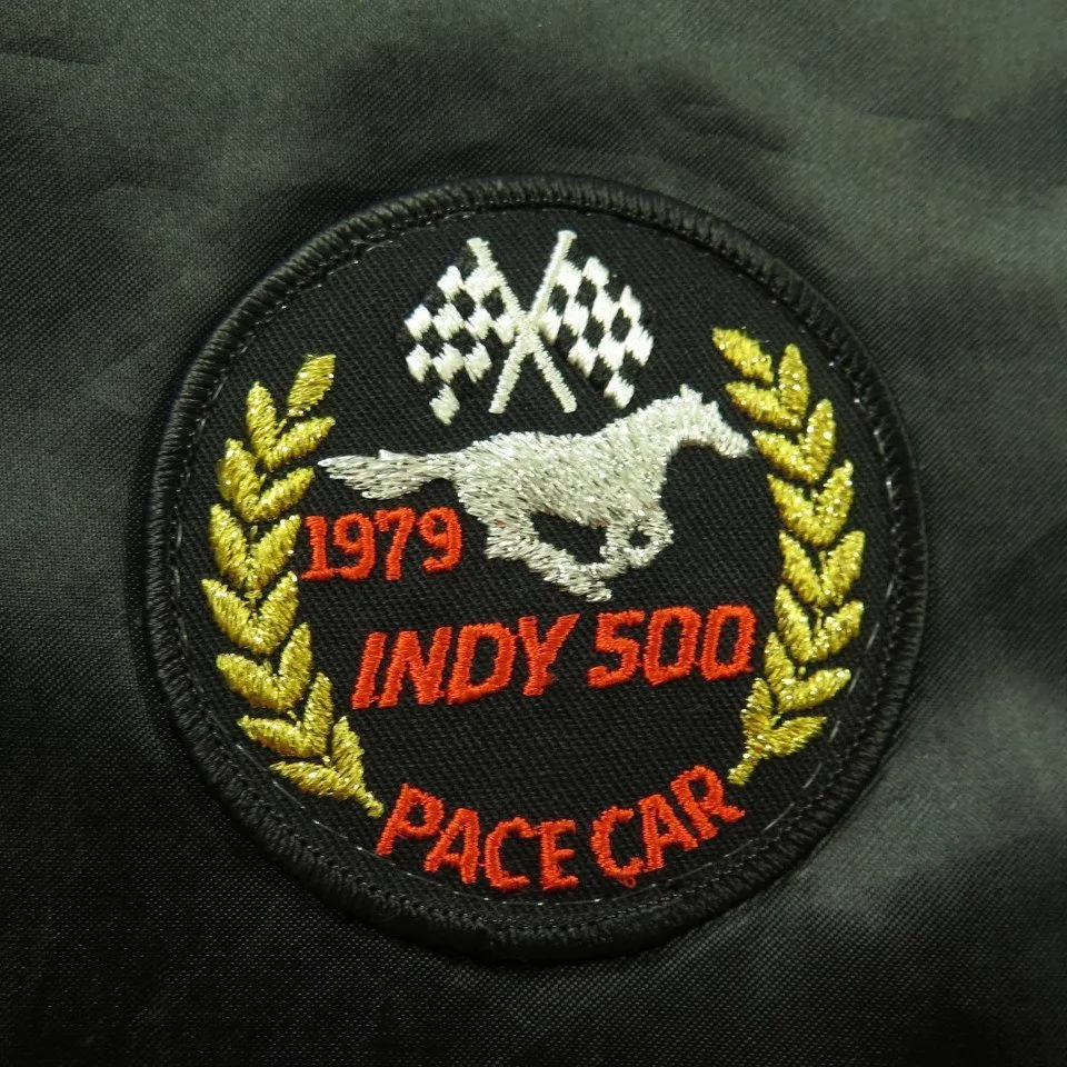 Vintage 70s Mustang Racing Jacket Mens XL 1979 Indy 500 Pace Car Crest Horizon