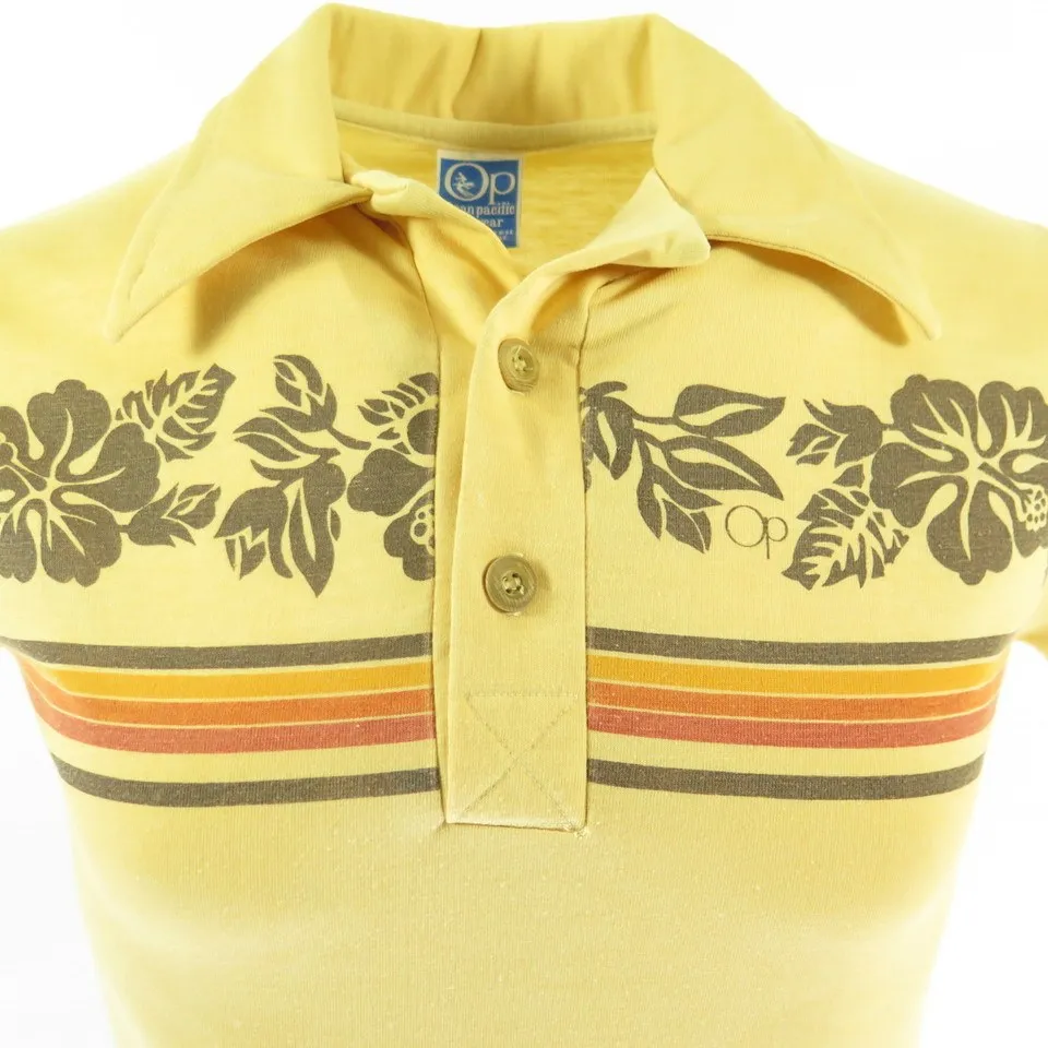 Vintage 70s Ocean Pacific Polo Shirt Mens S Surf Skate Board Stripe