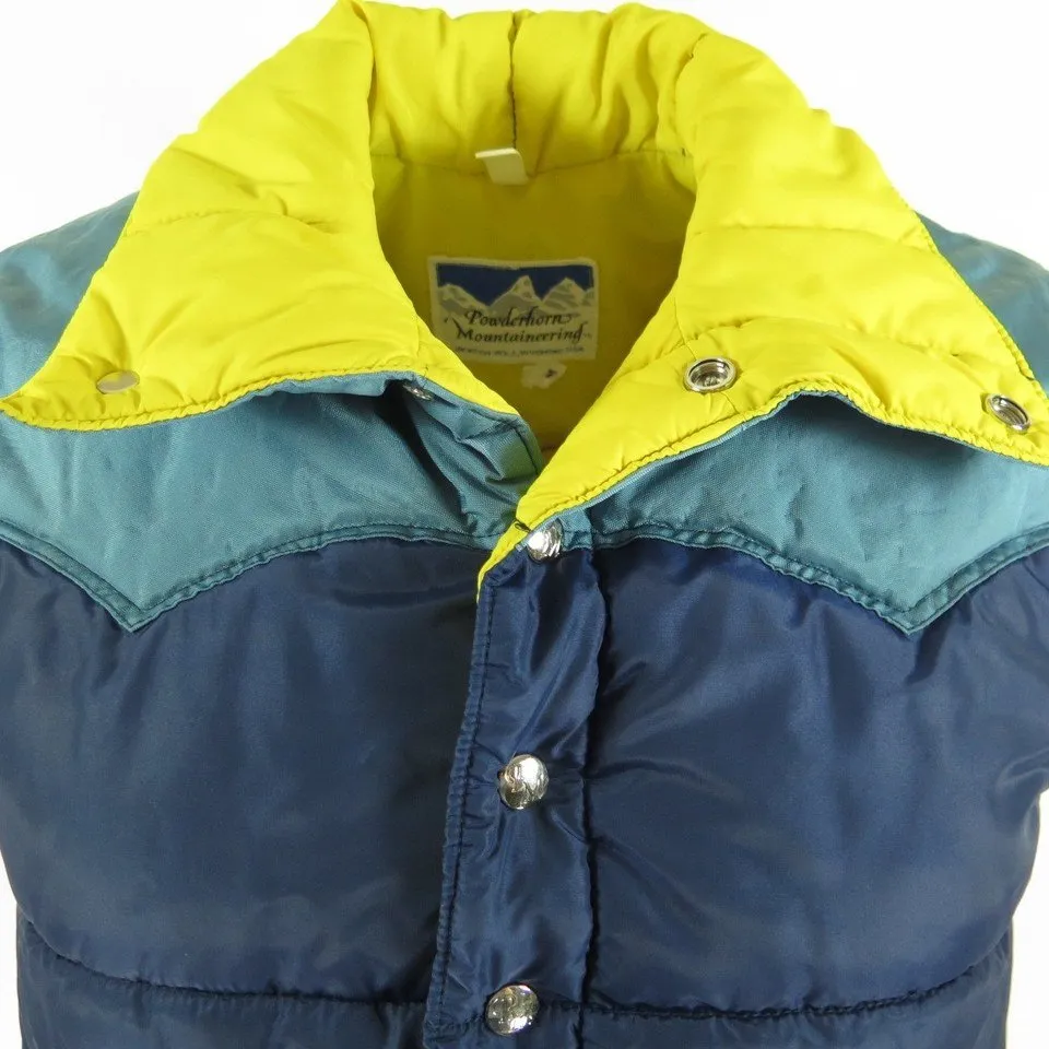 Vintage 70s Powderhorn Ski Vest Mens M Western yoke Puffy