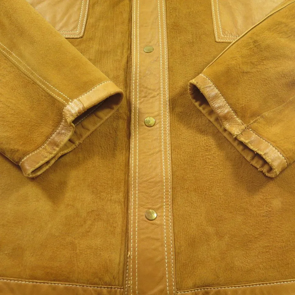 Vintage 70s Western Reversible Suede Leather Shirt Mens 48 Long