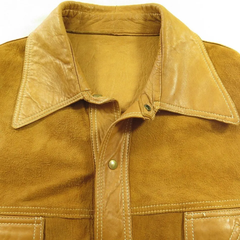 Vintage 70s Western Reversible Suede Leather Shirt Mens 48 Long