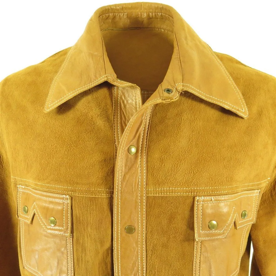 Vintage 70s Western Reversible Suede Leather Shirt Mens 48 Long